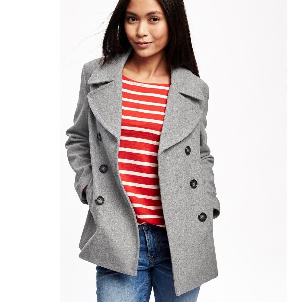 Old Navy Brushed Heather Gray Pea Coat Size XXL - Picture 2 of 13